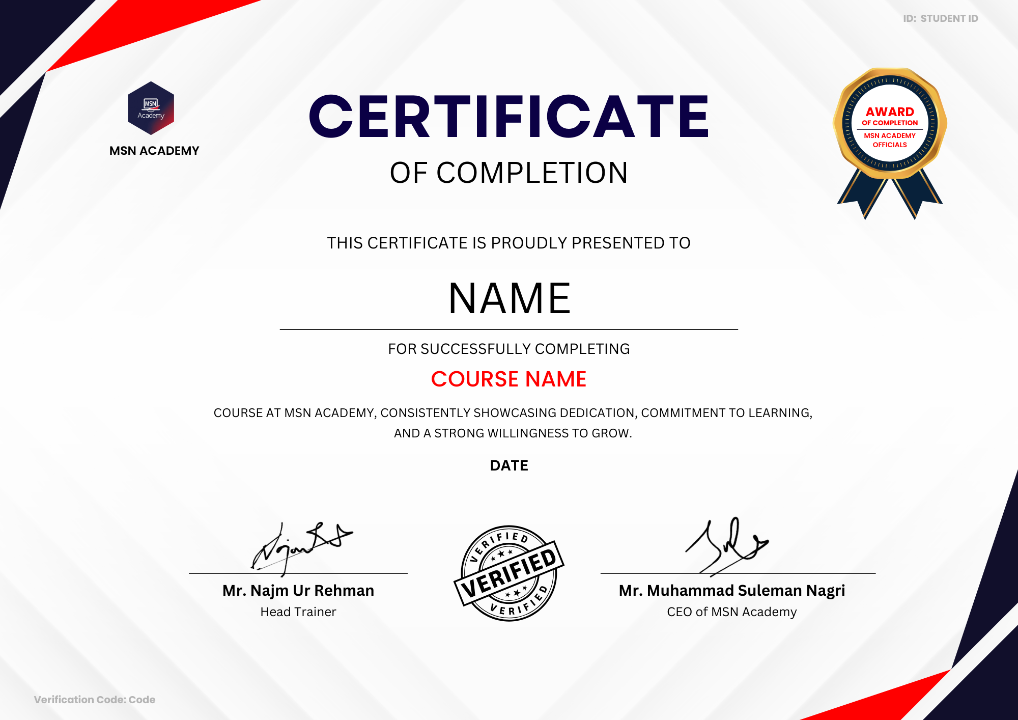 Sample Certificate